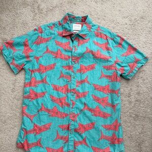 Cactus Man by Topman Red Shark Print Button-Down